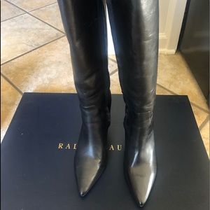 Black leather knee high boots BRAND NEW!